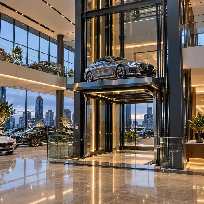 Car Showroom elevator installation by Sigma Elevators